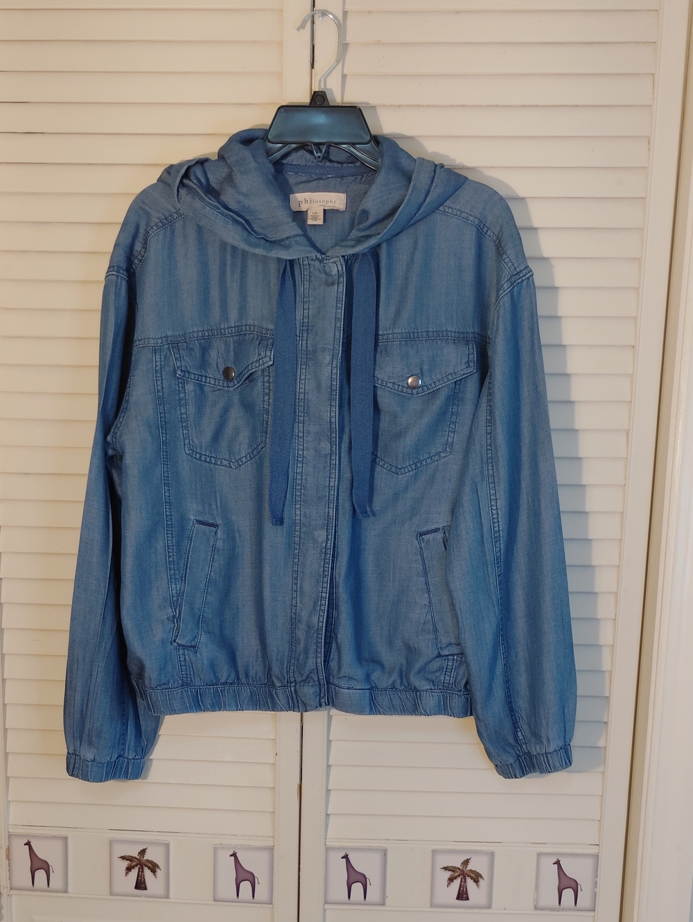 Philosophy Light Blue Denim Hooded Jacket